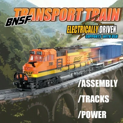 3 Carriages/36.85in/1065PCS Electric STORY City Cargo Train Building Set, BNSF/FU-HSING/CRH High-Speed Rail Freight Trains Model, Steam Locomotive Train Building Blocks Toys, Gift Trains For Boys&Girls Kids