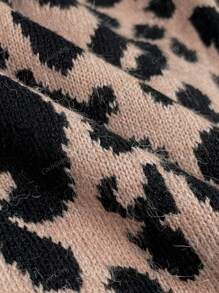 Dames romantische luipaardprint jacquard losse vest tops