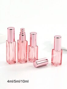 1/2/3pcs 4ml/5ml/10ml Rose Gold Transparent Glass Refillable Perfume Atomizer Bottles, Mini Portable Spray Bottles, Reusable DIY Beauty Tools - Pink - View 1