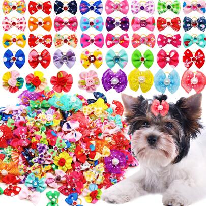 20st Random Bow Decor Pet Hår Tie