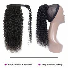 Extensiones de cola de caballo rizada y rizada de cabello humano, cola de caballo envolvente Remy con gancho y bucle, clip en el cabello - SNatural - Ver 2