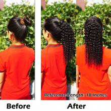 Extensiones de cola de caballo rizada y rizada de cabello humano, cola de caballo envolvente Remy con gancho y bucle, clip en el cabello - SNatural - Ver 5