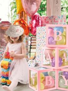 Baby Boxes With Letters For Baby Shower, Baby Shower Decorations With 4 Transparent Balloon Boxes For Girl Baby Shower Gender Reveal Decorations(Pink,Golden,Rose Gold, White) - Multicolor - View 10