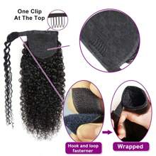 Extensiones de cola de caballo rizada y rizada de cabello humano, cola de caballo envolvente Remy con gancho y bucle, clip en el cabello - SNatural - Ver 4