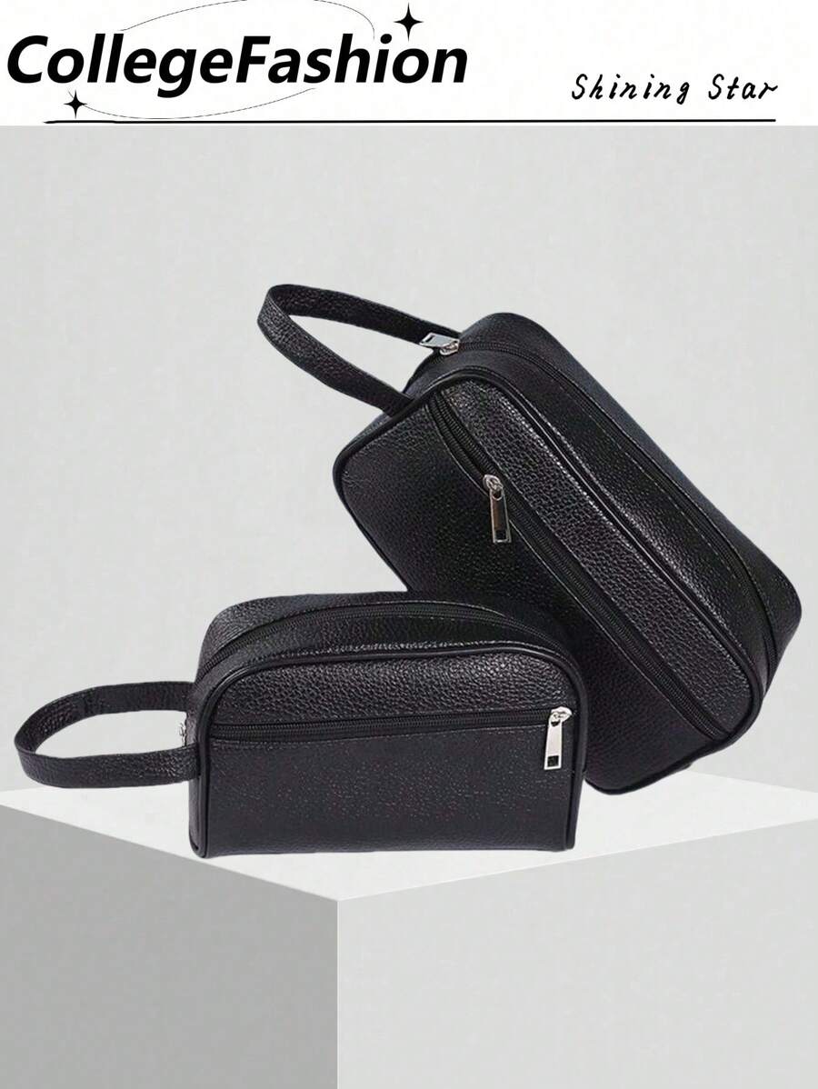 Borsello da uomo in pelle PU di colore unito, pochette, borsa a tracolla, pratico per il lavoro, il weekend, i viaggi, il campeggio, le vacanze, impermeabile, casual, aziendale, idea regalo per uomo, per San Valentino, stile vintage, vita sportiva