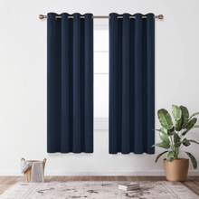Bộ 2 rèm cách nhiệt, rèm chống lạnh có lỗ, rèm mờ, rèm che nắng phòng ngủ, làm tối, cách nhiệt - Màu xanh hải quân - Xem 4