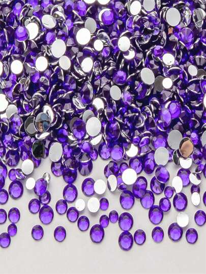 2000 piezas de 3-6mm Rhinestones de resina planos de color púrpura, gemas de gelatina redondas, adecuados para hacer accesorios, zapatos, ropa, cosméticos, bolsos, decoraciones y talla grande