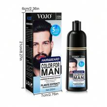 男士黑色胡须和染发洗发水 - 16.91 盎司，半永久性染发洗发水二合一护理染发剂，遮盖灰色胡须和头发 - 黑色 - 查看 5