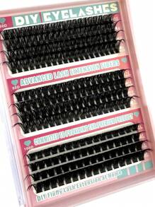 HBZGTLAD 12 paires de faux cils 60+80+100D thermo-soudés, 216 amas de cils segmentés à courbure C/D, cils fins de 0,07 mm, cils en fourrure de vison thermo-soudés de longueur mixte 12-18 mm, cils individuels frisés 3D à la russe, cils noirs de maquillage