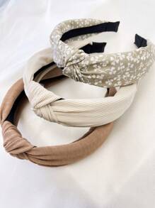 3pcs/Set Women Minimalist Floral Solid Fabric Headbands, Outdoor Washroom Headwrap Hair Accessories For Everyday Use,Hairband,Hair Hoop