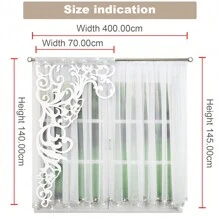 2-Piece Set, High-Quality Trilon Tulle Curtains + Suede Laser-Carved Fabric Curtains, Soft Light See-Through But Not Transparent, Privacy Protection, Light Luxury Style Light-Blocking And Soundproof Window Decoration, Size: 400*145cm, Suitable For Bedroom, Study, Balcony Decoration
