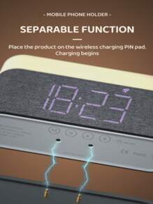 Cargador inalámbrico 4 en 1 nuevo, carga múltiple para teléfono móvil y reloj, con función de reloj despertador y luz nocturna