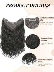Extensions de cheveux avec clips, vague longue avec 5 clips de sécurité, 22 pouces, extensions de cheveux avec clips en forme de V en fibre synthétique ondulé, pour 1 pièce usage quotidien des femmes