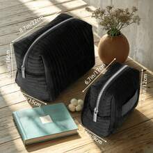 Personalized Bridesmaid Makeup Bag, Customized Velvet Cosmetic Bag, Travel Toiletry Bag, Bridesmaid Proposal Gift, Valentine's Day Gift, Christmas Gift, Merry Christmas - Blue - View 10