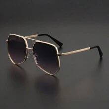 1 Pair Elegant Geometric Metal Frame Glasses, Durable And Stylish
