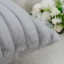 2pcs/Pack Striped Plush Pillow Cover, Modern Style Synthetic Fur Square Soft & Fluffy Pillow Case, Suitable For Living Room, Sofa, Bedside, Home Use - Silver - View 5