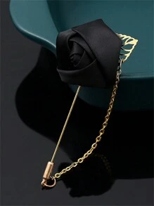 1 件男士西装/领带金叶玫瑰胸针带链，男女通用翻领别针