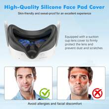 Silicone Cover Set Compatible With Oculus/Meta Quest 3S, VR Accessories For Meta Quest 3S, Protective Cover Set Includes Controller Grip Cover, Face Cover, VR Shell Cover - Blaze Blue - View 4