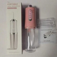 Set di idropulsore elettrico per l'acqua (con processo di verniciatura e elettrodeposizione aggiunto), irrigatore orale senza fili, 4 punte a getto, ugello ruotabile a 360 gradi, per la cura quotidiana dei denti e la pulizia delle gengive di uomini e donne, ideale come regalo per le vacanze