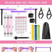 Pilates Bar Kit With 6x Resistance Bands (20lbs/30lbs/50lbs) And 3x Exercise Bands, Upgraded Multifunctional Screw Yoga Pilates Bar Home Gym For Women Full Body Workout Equipment - Màu tím - Xem 5