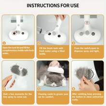 1pc Pet Massage Comb, Pet Spray Brush For Shedding, Massage, Pet Hair Removal Tool, Undercoat Brush With USB Rechargeable & Water Tank