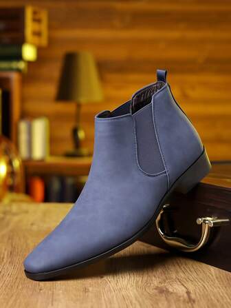 Stivali Chelsea da uomo casual e business di stile britannico, punta affusolata, nuova progettazione in pelle scamosciata e stile slip-on