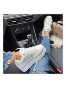 SHEIN  DALHIA-"Zapatos blancos de mujer: suela gruesa, modernos y cómodos" - Blanco - Ver 2