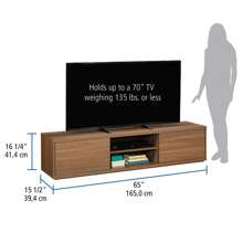 Mainstays Westley Sliding Door TV Stand For TVs Up To 75", Warm Walnut Finish