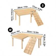 Escalera de madera para hámster, plataforma de salto, juguete de escalada para hámster, juguete de escaleras para mascotas pequeñas, accesorios para jaula de hámster y ratones - Albaricoque - Ver 3