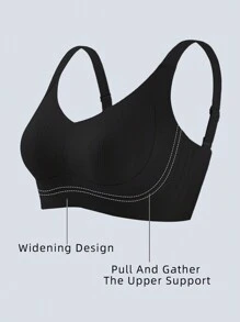 Women's Seamless Lift-Up Bra, Invisible Removable Padded - Black - View 7