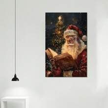 Santa Claus Bible Reading Canvas Wall Art  Wooden Framed Christmas Wall Decor For Living Room, Home, Birthday, Anniversary, Halloween, Bachelor Party - - 框架 - 查看 3