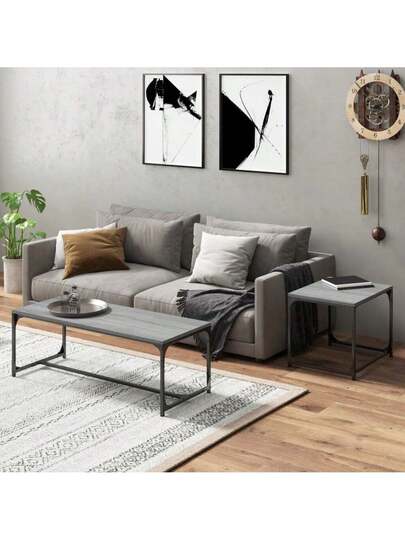 VidaXL Coffee Tables Pcs Processed Wood Grijs Sonoma Oak view 3