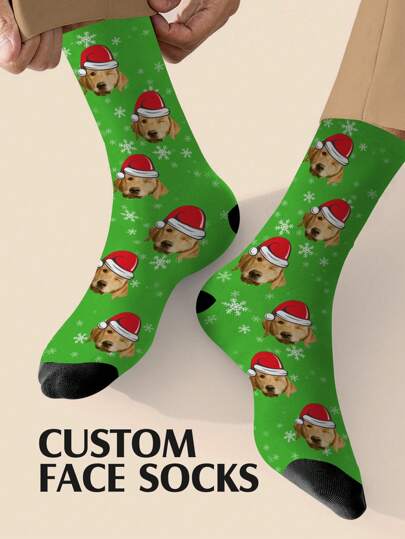 1 par de calcetines con diseño navideño personalizado, regalo de Navidad, regalo de aniversario, regalo del Día de San Valentín, regalo de cumpleaños, regalo de boda, regalo del Día de la Madre, regalo del Día del Padre, regalo para el mejor amigo, regalo para la novia/novio