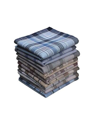 5条/10条/包 格子涤纶手帕，柔软舒适，轻盈透气，四季皆宜，男女通用，适合户外、运动、婚礼和日常使用。