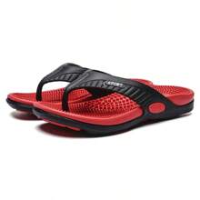 Sandalias tipo chanclas para masaje para hombres, zapatos de playa transpirables de verano, chanclas de lujo transpirables para hombres - Negro - Ver 3