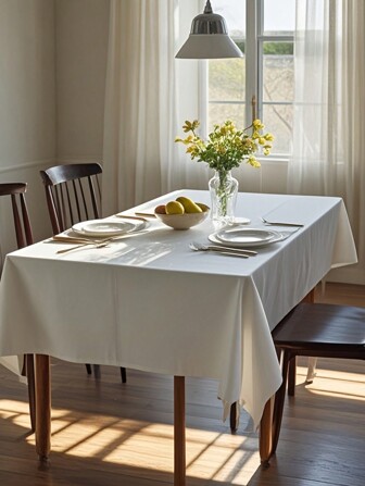Elegant White Rectangle Tablecloth - Wrinkle-Resistant And Washable, Suitable For Indoor/Outdoor Dining, Parties, Camping, Weddings, Birthdays, Graduations