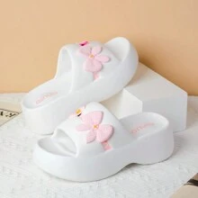 Plus Size Women's Extremely Thick-Soled Slippers, 2025 New Summer Outdoor Fashion European And American Beach Squish Feeling Platform Sandals, Fashion Increased Height, Non-Slip Indoor/Outdoor Comfortable Bathroom Home Slippers - trắng - Xem 2