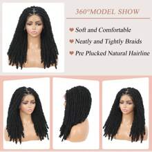 Women's Triangle Knotless Butterfly Braid Wig, 20 Inch Shoulder Length, With Baby Hair, Full Double Layer Lace Twisted Braid Wig, Synthetic Short Lace Front Braid Wig, Halloween - Black - View 6
