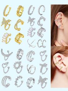 6-8Pcs Stainless Steel Ear Cuff Helix Cartilage Clip On Wrap Earrings Fake Nose Ring Non-Piercing Adjustable Men Women
