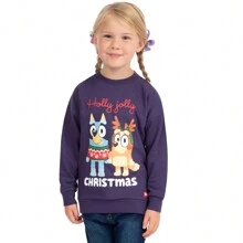 Bluey Sweatshirt | Girls Christmas Jumper | Bingo Girls Sweatshirt | Official Merchandise - Blue - View 1