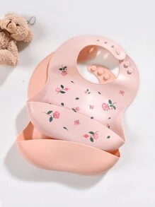 2 件套婴儿硅胶防水围兜，适合男孩和女孩，可洗情人节礼物，四季使用 - 彩色 - 查看 12