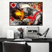 Abstrakte Graffiti Basketballspieler Leinwandkunst Poster - Rahmenlose Pop Sport Stern Wandkunst Dekoration für Wohnzimmer, Schlafzimmer, Fitnessstudio oder Studentenwohnheim