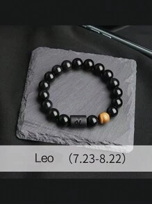 1 件男士十二星座弹力手链，天然虎眼石珠串十二星座搭配，适合节日、运动、休闲日常佩戴 - 彩色 - 查看 20