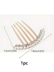 2pcs/1pc Ladies' Alloy Faux Pearl Hair Clip Comb, Rhinestone Edge Comb, Elegant Daily Hair Accessories, Bridal Hair Accessories, Hairpin Clip, Antique Style Combs For Hair Side Comb