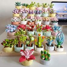 Diy Mini Blocks With Simulation Flower Pot Model For Adult Home Decor, Creative Eternal Life Plant Potting Blocks For Indoor Decoration, Creative Little Particle Plants Assembly Building Blocks Puzzle Toy, Birthday & Valentine's Day Gifts Room Decoration