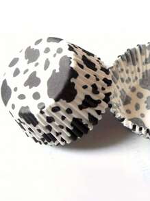 50/100/150/200pcs Cow Paper Pattern Cupcake Liners, Muffin Baking Cups, Greaseproof Cupcake Liners For Birthday, Theme Party, Farm Animal Party And Holiday Baking Supplies - Multicolor - View 2