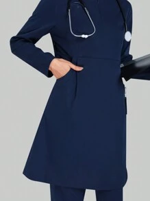 cimmuovere 纯色圆领拉链四口袋制服套装