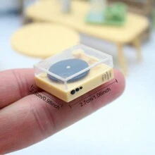Miniature Vinyl Record Player, Real Decorative Music Player With Realistic Details, Ideal Gift For Collectors, Music Enthusiasts And Miniature Living Room Decor Lovers, Plastic Toy House Furniture / No Power Supply Required / DIY Your Own Home - Apricot - View 2