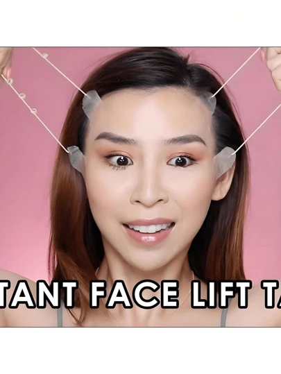 1 set di nastri e cinte invisibili per sollevare, 18/40 pezzi di cuscinetti trasparenti ipoallergenici per sollevare, con 4 fasce elastiche regolabili, che tendono istantaneamente collo, linea del mento e doppio mento, riutilizzabili, senza profumo