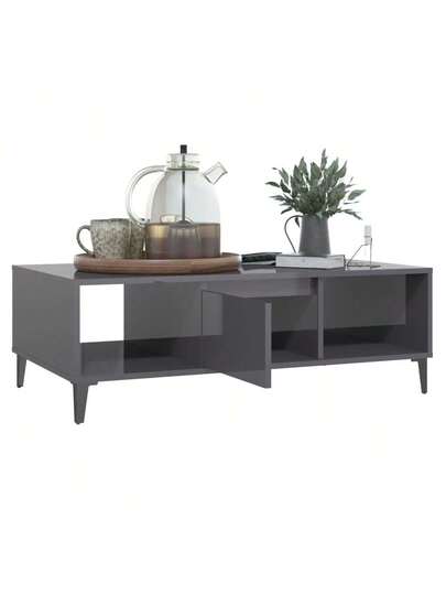 VidaXL Coffee Tafel 103.5x60x35 Cm Processed Wood High Gloss Grijs view 4